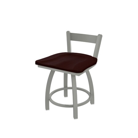 Holland Bar Stool Co 18" Low Back Swivel Vanity Stool, Nickel Finish, Dark Cherry Oak Seat 82118ANDCOak